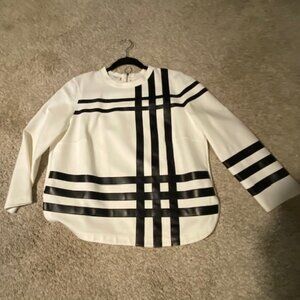 White blouse with black stripes